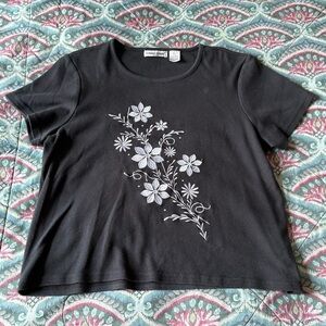 Women’s Bonnie Evans Petite X-Large Black and Silver Tee Shirt